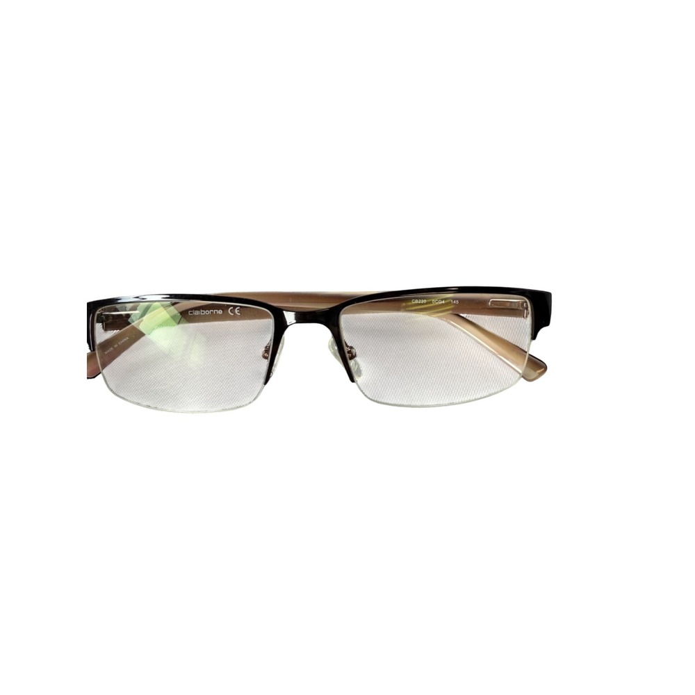 Claiborne Eyeglass Frames Mens 56-18-145 Brown Rectangular Semi-Rimless CB220